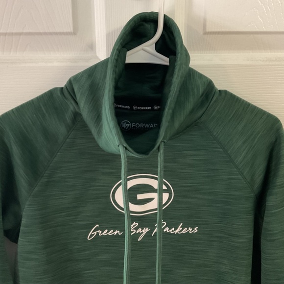 Green Bay Packers crop criss cross cowl neck sweatshirt, like new - Picture 2 of 4